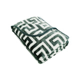 Blankets & Throws: Bloomington 800GSM Greek Key Green Winter Premium Quality 1 Ply Mink Blanket King