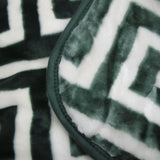 Blankets & Throws: Bloomington 800GSM Greek Key Green Winter Premium Quality 1 Ply Mink Blanket King