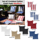 Cushions & Throws: J Elliot Home Set of 2 Outdoor 100% Cotton Chair Pads 40 x 40 cm Striped Blue