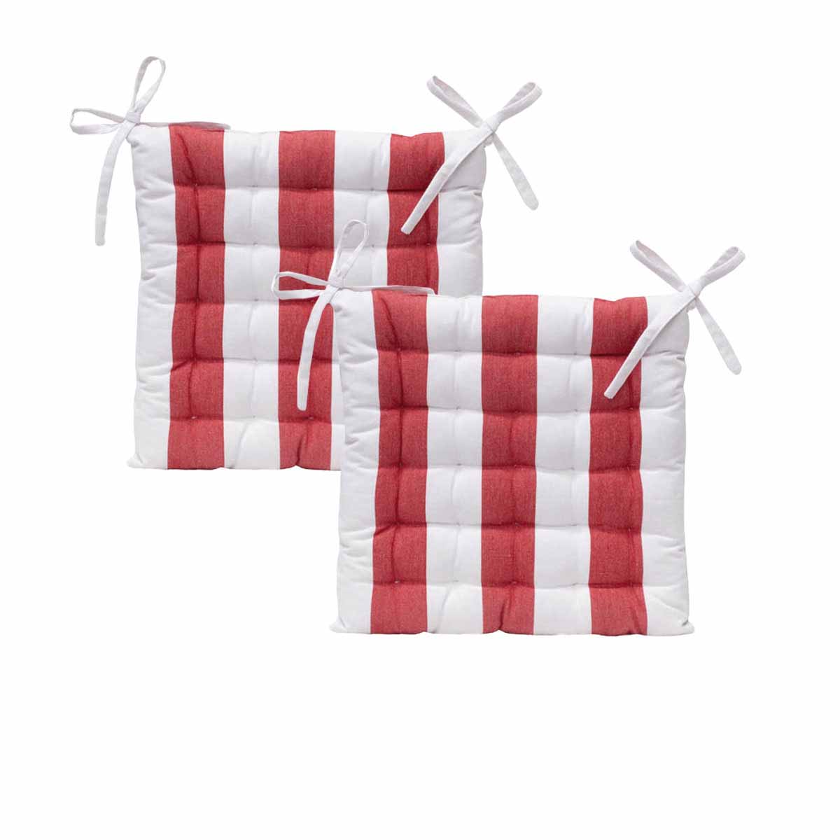 Cushions & Throws: J Elliot Home Set of 2 Outdoor 100% Cotton Chair Pads 40 x 40 cm Striped Red