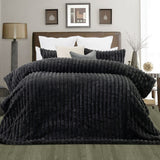 Quilts & Duvets: Jane Barrington Arna Charcoal 3 Pcs Channel Faux Bunny Fur Comforter Set King