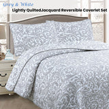 Quilts & Duvets: Jane Barrington Grey & White Lightly Quilted Jacquard Reversible Coverlet Set Queen