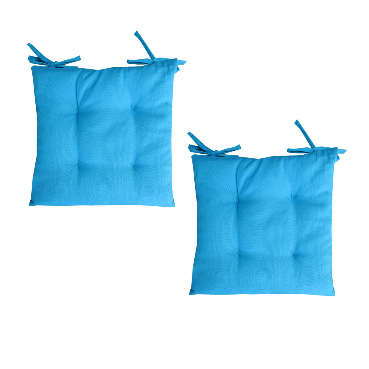 Cushions & Throws: Set of 2 Outdoor Polyester Solid Chair Pads 40 x 40cm Ocean Blue