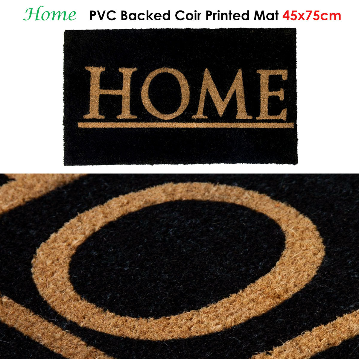 Door Mats: J.Elliot Home Home PVC Backed Coir Printed Door Mat