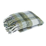 Blankets & Throws: J Elliot Home Aiden Olive Multi Faux Mohair Throw Rug with Fringe 130 x 160cm