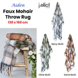 Blankets & Throws: J Elliot Home Aiden Sand Multi Faux Mohair Throw Rug with Fringe 130 x 160cm