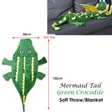 Blankets & Throws: Mermaid Tail Crocodile Green Soft Blanket Throw