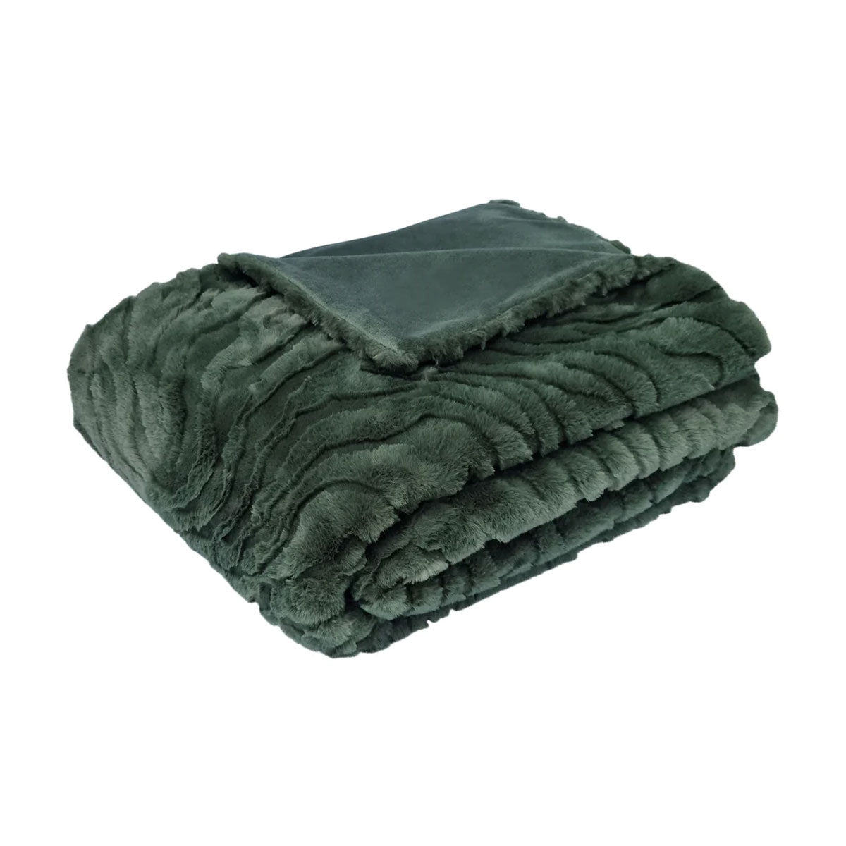 Blankets & Throws: J Elliot Home Rita Sea Kelp Faux Mohair Throw Rug 130 x 160cm