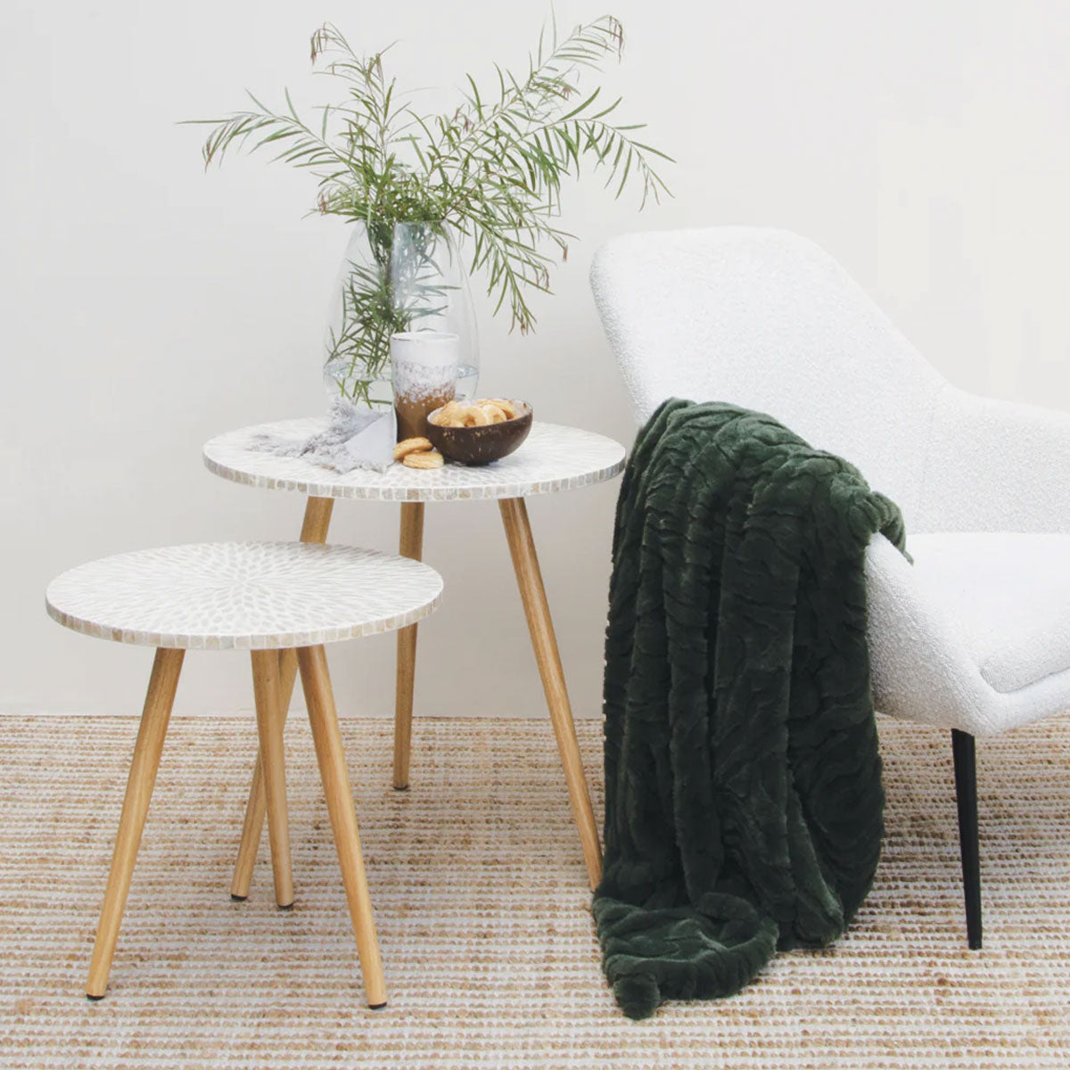 Blankets & Throws: J Elliot Home Rita Sea Kelp Faux Mohair Throw Rug 130 x 160cm