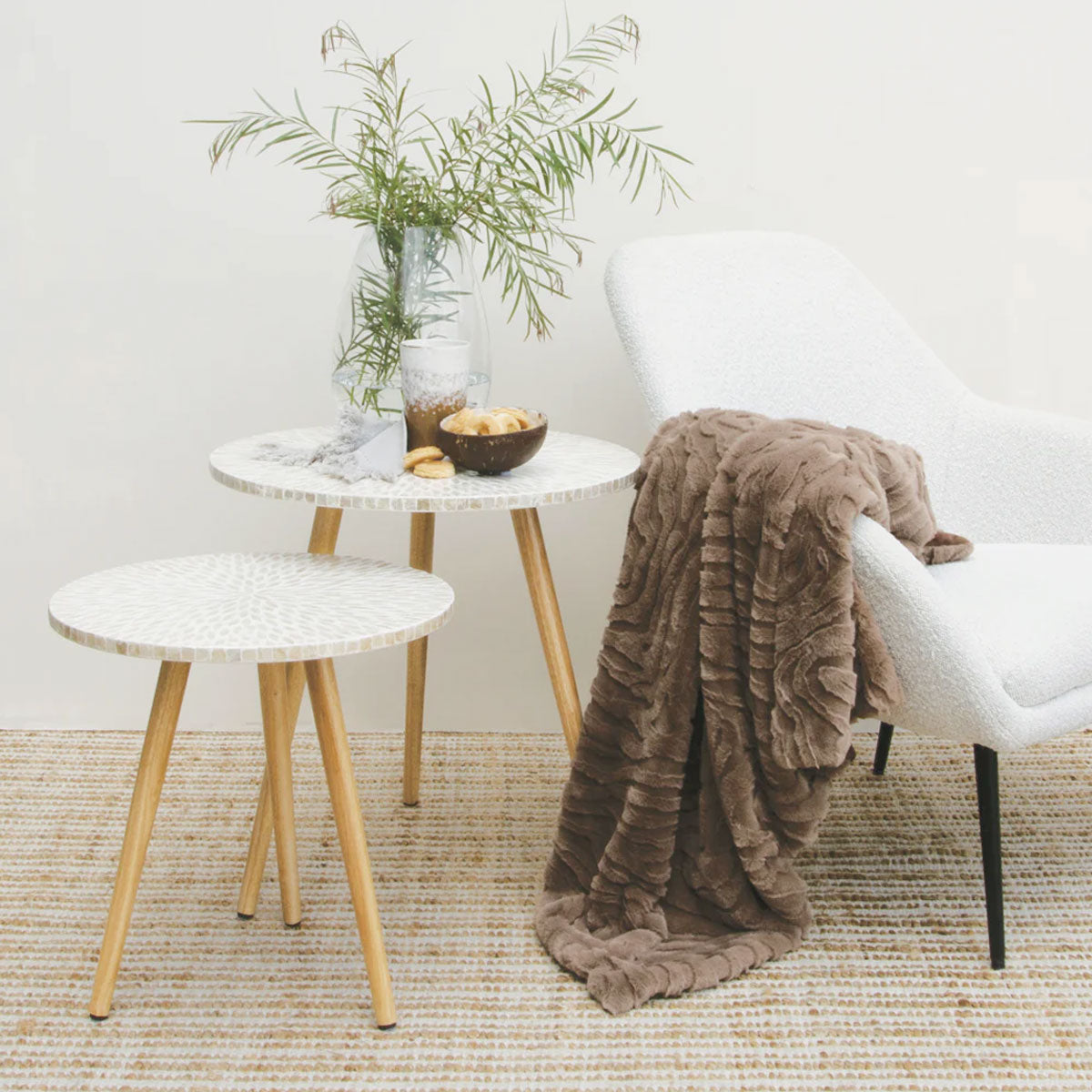 Blankets & Throws: J Elliot Home Rita Woodsmoke Faux Mohair Throw Rug 130 x 160cm