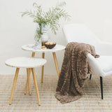 Blankets & Throws: J Elliot Home Rita Woodsmoke Faux Mohair Throw Rug 130 x 160cm