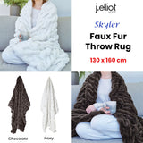 Blankets & Throws: J Elliot Home Skyler Chocolate Faux Fur Throw Rug 130 x 160cm