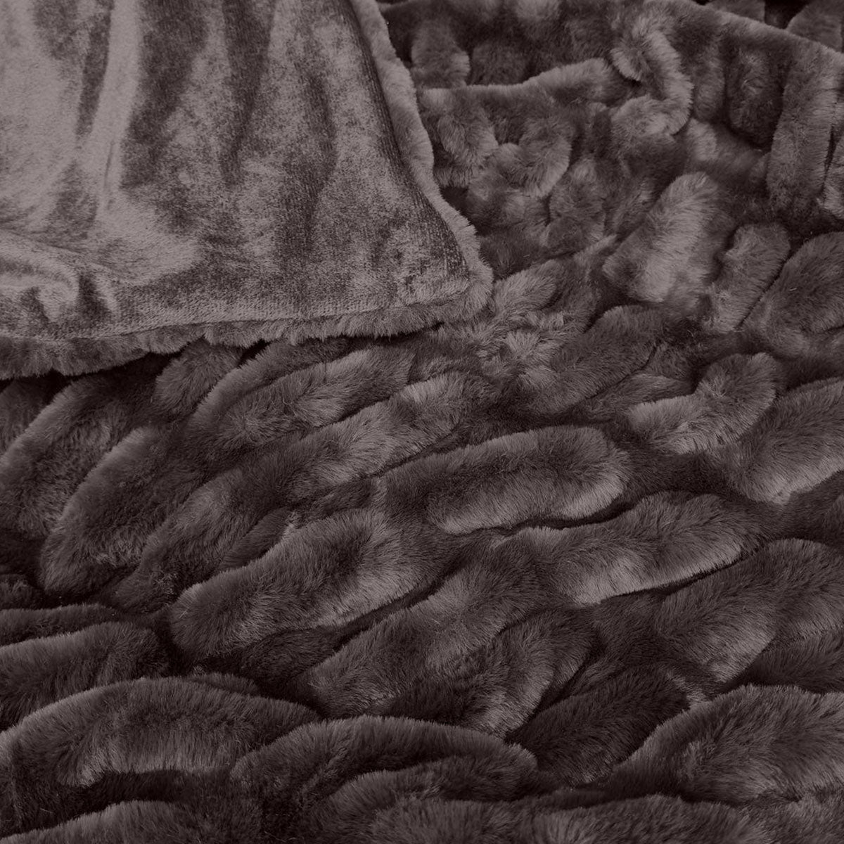 Blankets & Throws: J Elliot Home Skyler Chocolate Faux Fur Throw Rug 130 x 160cm