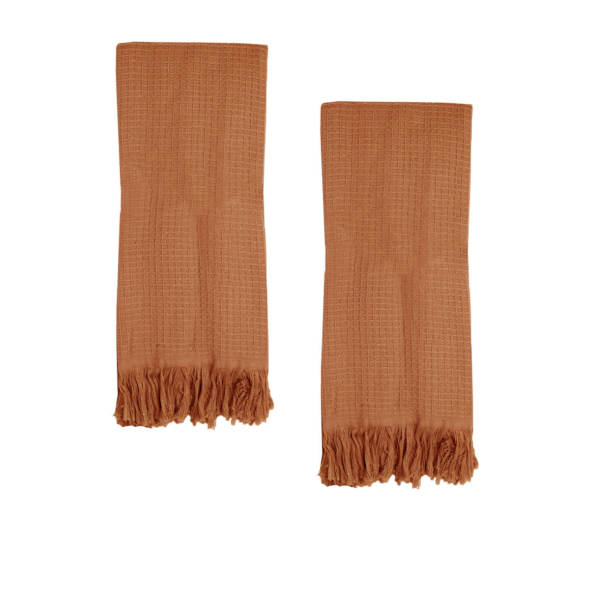 Bath Towels & Robes: J Elliot Home 400GSM Camila Set of 2 Cotton Waffle Hand Towels 45 x 65 cm Earth