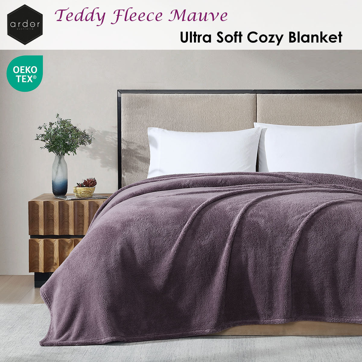 Blankets & Throws: Ardor Teddy Mauve Ultra Soft Cozy Fleece Blanket Queen