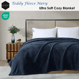Blankets & Throws: Ardor Teddy Navy Ultra Soft Cozy Fleece Blanket Queen