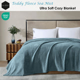 Blankets & Throws: Ardor Teddy Sea Mist Ultra Soft Cozy Fleece Blanket Queen