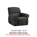 Sofa Accessories: Elan Cambridge Extra-stretch Couch Cover Steel One Seater Recliner Steel
