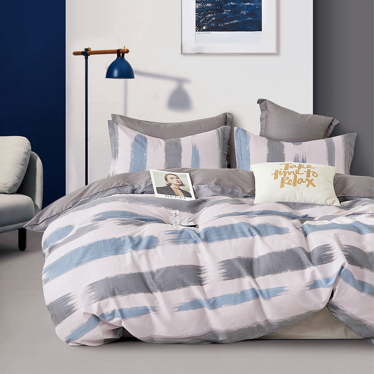 Duvet Covers: Ardor 250TC Sea Breeze Cotton Sateen Quilt Cover Set King