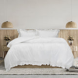 Duvet Covers: Algodon Adele White Cotton Ruffle Quilt Cover Set King
