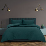 Duvet Covers: Ardor Asher Deep Teal Embossed Vintage Washed Quilt Cover Set King