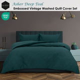 Duvet Covers: Ardor Asher Deep Teal Embossed Vintage Washed Quilt Cover Set King