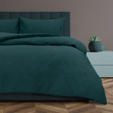 Duvet Covers: Ardor Asher Deep Teal Embossed Vintage Washed Quilt Cover Set King