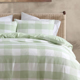 Duvet Covers: Ardor Ashlea Sage Oversized Waffle Check Quilt Cover Set King