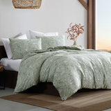 Duvet Covers: Ardor Avena Green Textured Floral Jacquard Quilt Cover Set King