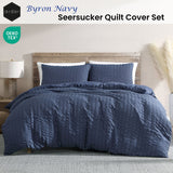 Duvet Covers: Ardor Byron Navy Seersucker Quilt Cover Set King
