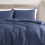 Duvet Covers: Ardor Byron Navy Seersucker Quilt Cover Set Queen