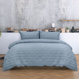Duvet Covers: Ardor Carter Mineral Blue Embossed Vintage Washed Geometric Quilt Cover Set King