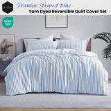 Duvet Covers: Ardor Frankie Blue Stripe Yarn Dyed Reversible Quilt Cover Set King