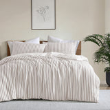 Duvet Covers: Ardor Frankie Natural Stripe Yarn Dyed Reversible Quilt Cover Set Queen