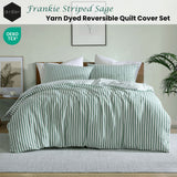 Duvet Covers: Ardor Frankie Sage Stripe Yarn Dyed Reversible Quilt Cover Set Queen
