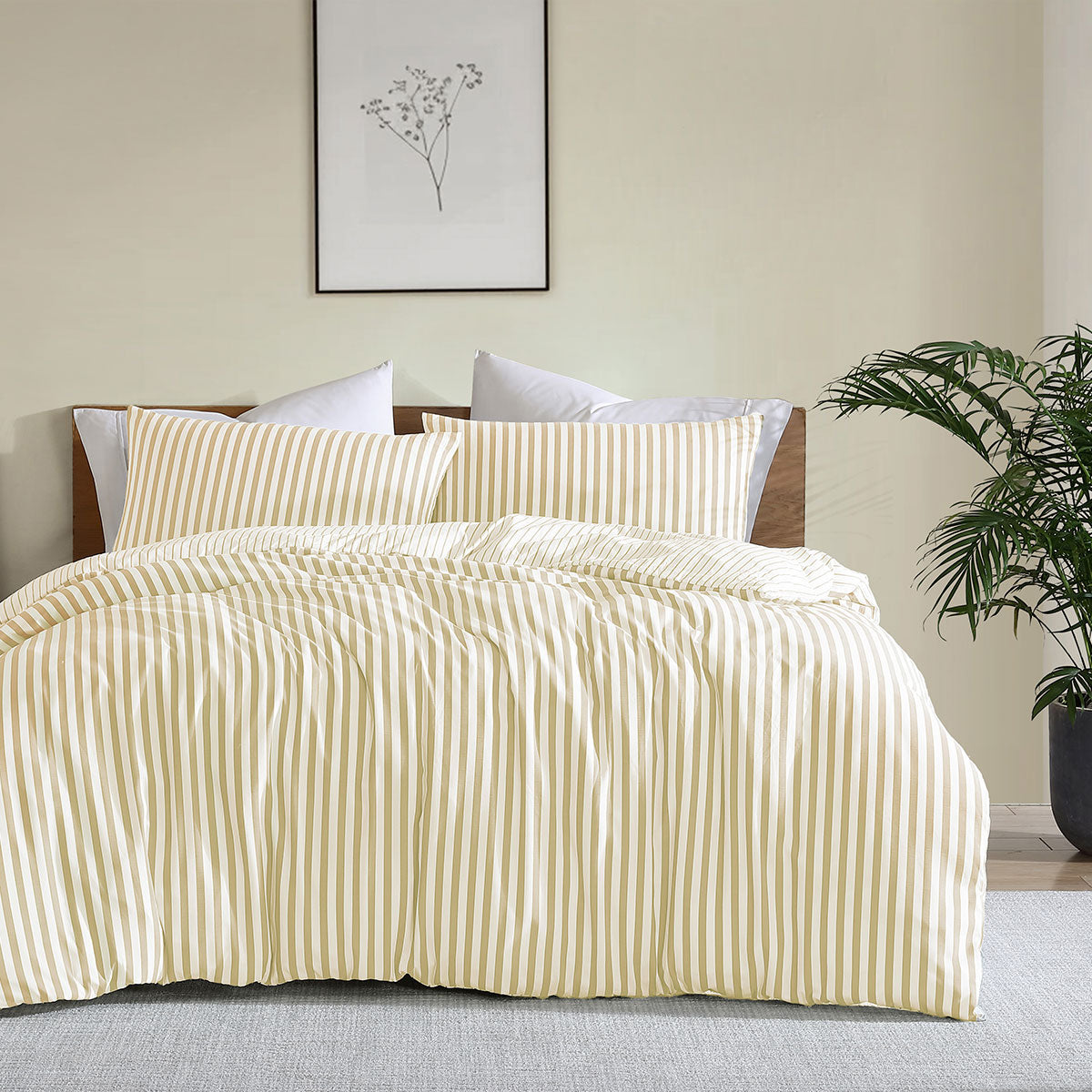 Duvet Covers: Ardor Frankie Yellow Stripe Yarn Dyed Reversible Quilt Cover Set King