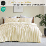 Ardor Frankie Yellow Stripe Yarn Dyed Reversible Quilt Cover Set Queen