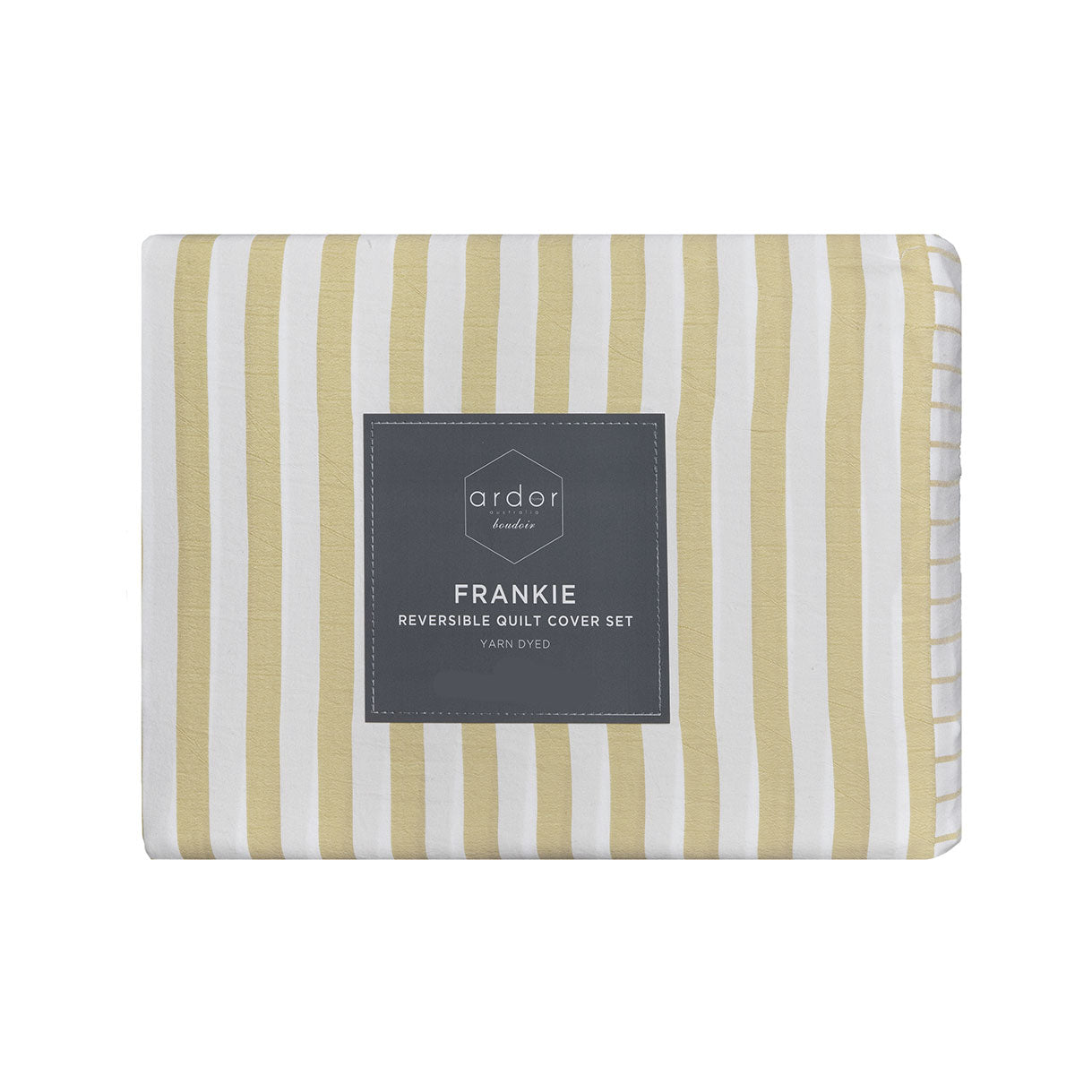 Duvet Covers: Ardor Frankie Yellow Stripe Yarn Dyed Reversible Quilt Cover Set Queen