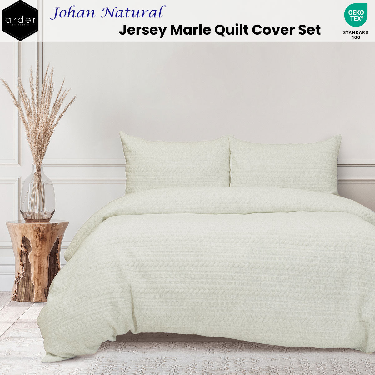Duvet Covers: Ardor Johan Natural Jersey Marle Quilt Cover Set Queen