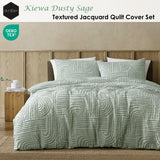 Duvet Covers: Ardor Kiewa Dusty Sage Textured Jacquard Aztec Quilt Cover Set King