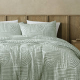 Duvet Covers: Ardor Kiewa Dusty Sage Textured Jacquard Aztec Quilt Cover Set King