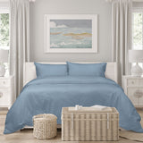 Duvet Covers: Algodon Romy Blue Cotton Jacquard Quilt Cover Set King