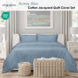 Duvet Covers: Algodon Romy Blue Cotton Jacquard Quilt Cover Set King