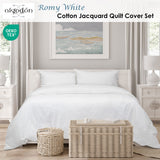 Duvet Covers: Algodon Romy White Cotton Jacquard Quilt Cover Set King