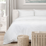 Duvet Covers: Algodon Romy White Cotton Jacquard Quilt Cover Set King