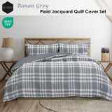Duvet Covers: Ardor Ronan Grey Plaid Jacquard Quilt Cover Set King