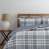 Duvet Covers: Ardor Ronan Grey Plaid Jacquard Quilt Cover Set Queen
