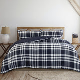 Duvet Covers: Ardor Ronan Navy Plaid Jacquard Quilt Cover Set King
