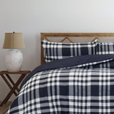 Duvet Covers: Ardor Ronan Navy Plaid Jacquard Quilt Cover Set King