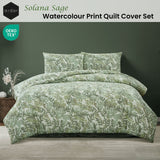 Duvet Covers: Ardor Solana Sage Watercolour Print Quilt Cover Set King